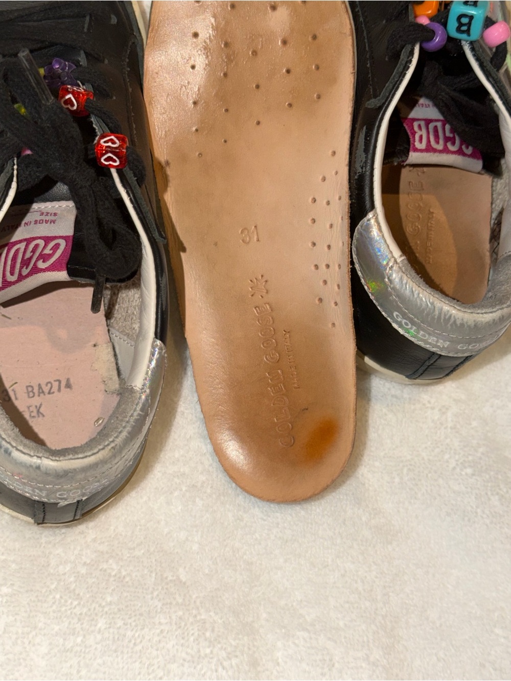 Golden Goose Private Edition Super -Star Kids Black Leather Sneakers - Picture 5 of 6